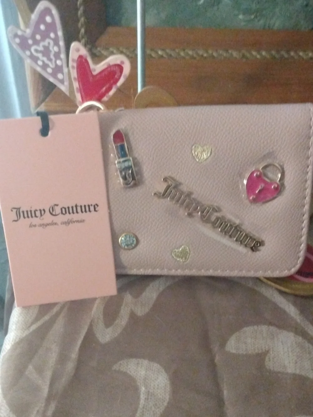Juicy Couture Light Pink Embellished Phone Wallet